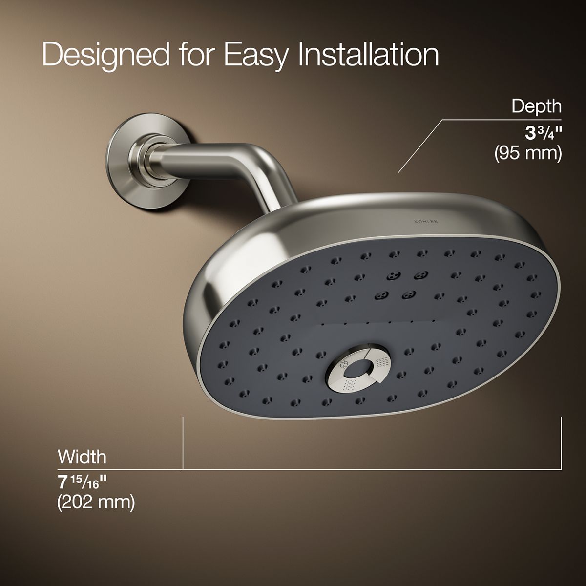 3/4 view of product with dimensions