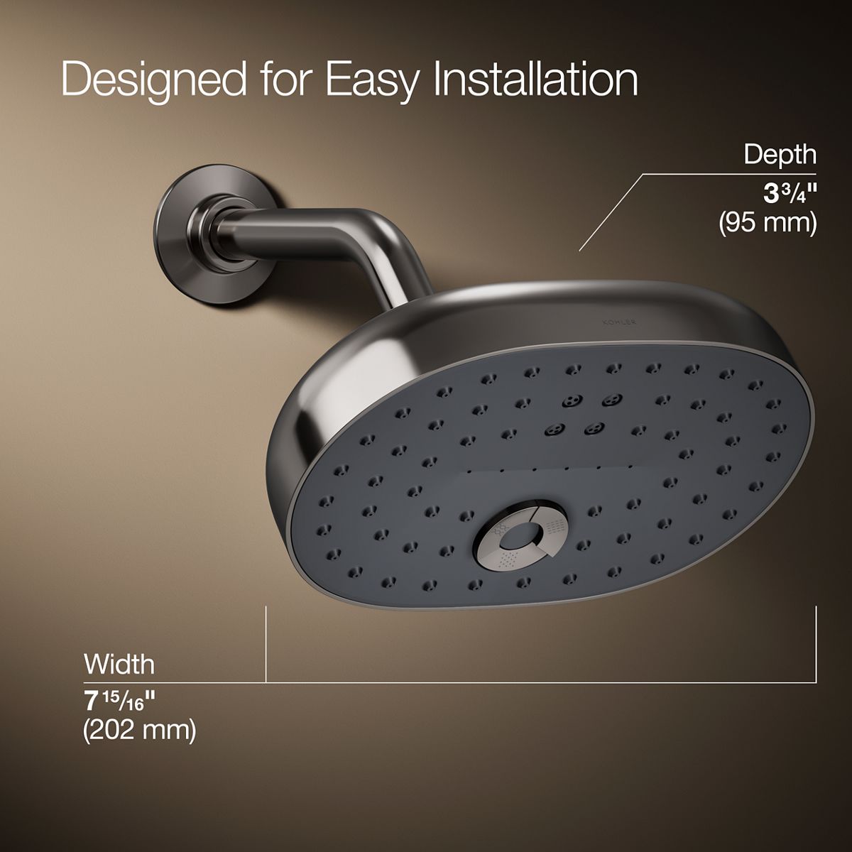 3/4 view of product with dimensions