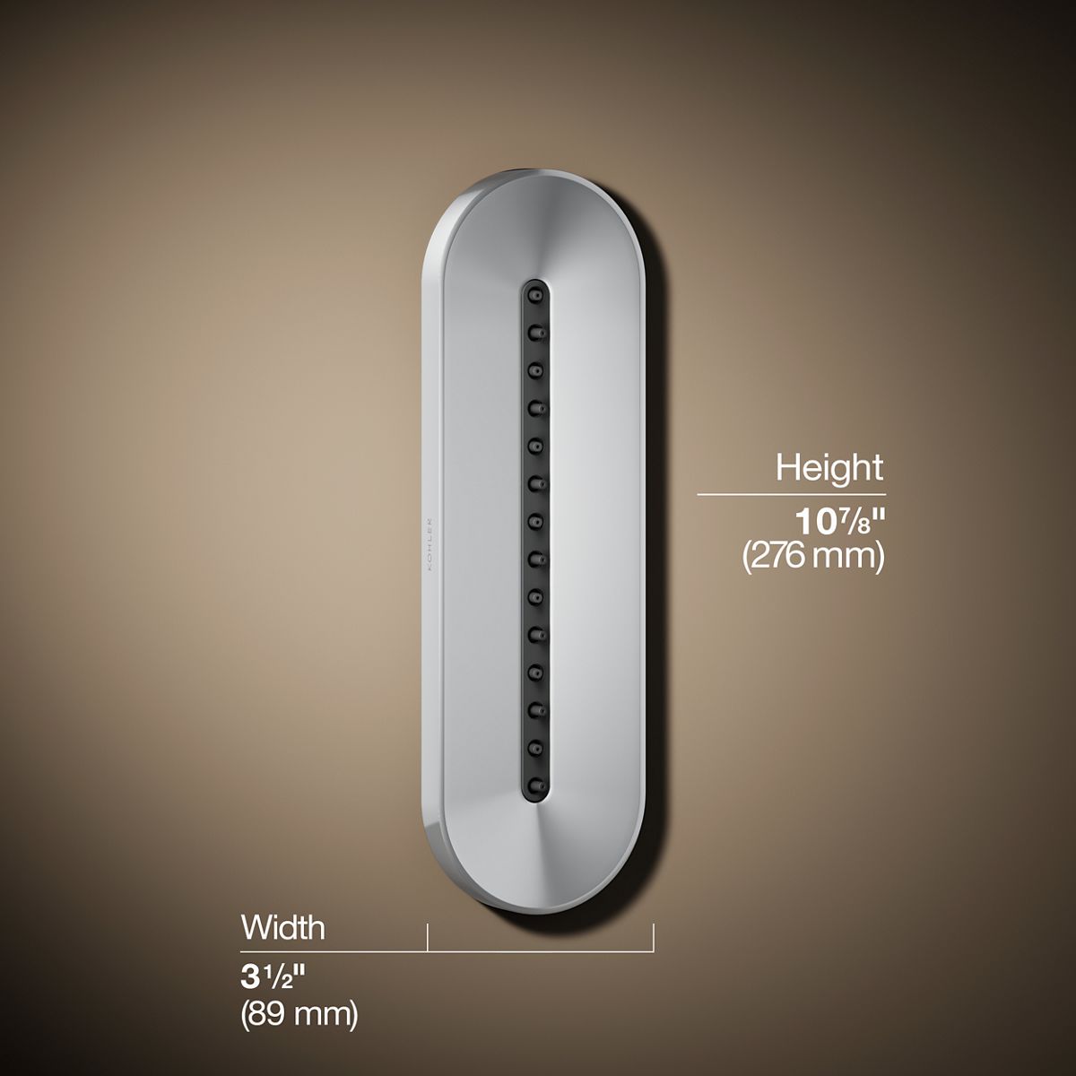 3/4 view of product with dimensions