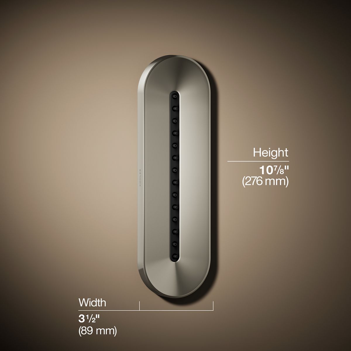 3/4 view of product with dimensions