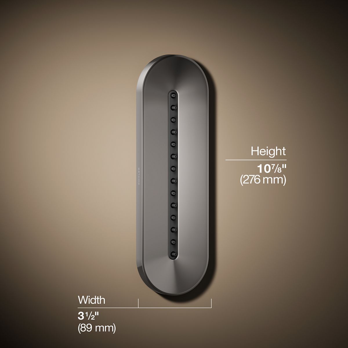 3/4 view of product with dimensions