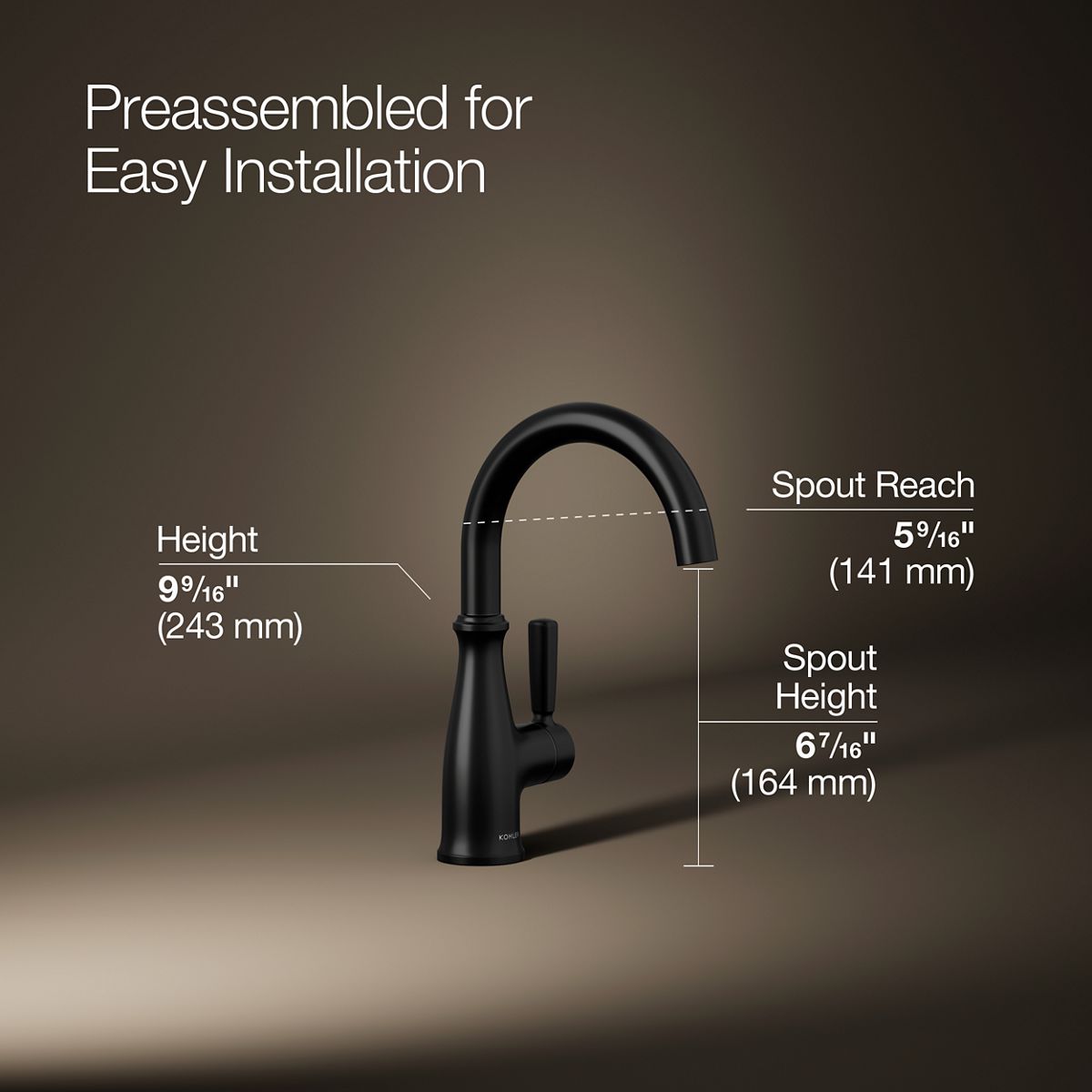 3/4 view of product with dimensions
