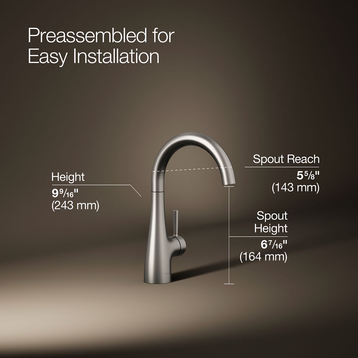 3/4 view of product with dimensions