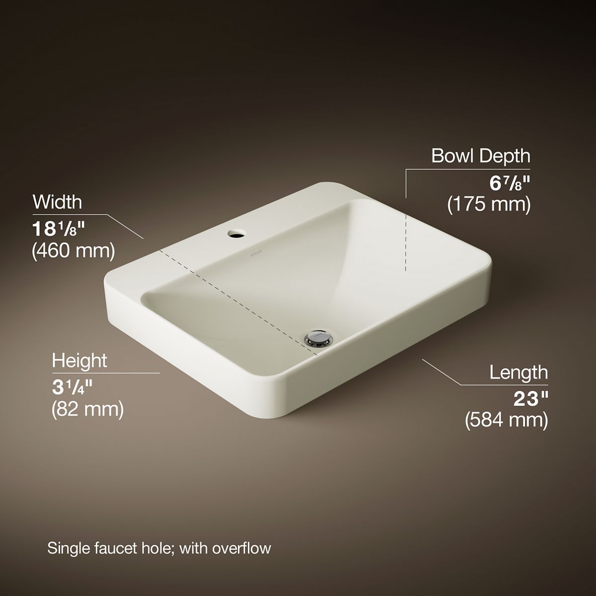 3/4 view of product with dimensions