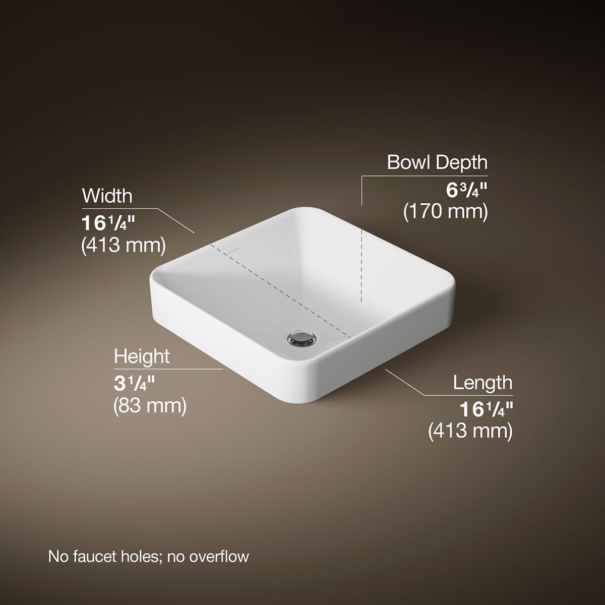 3/4 view of product with dimensions