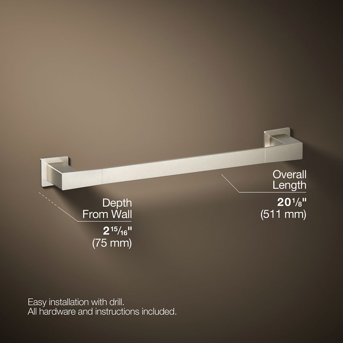 3/4 view of product with dimensions