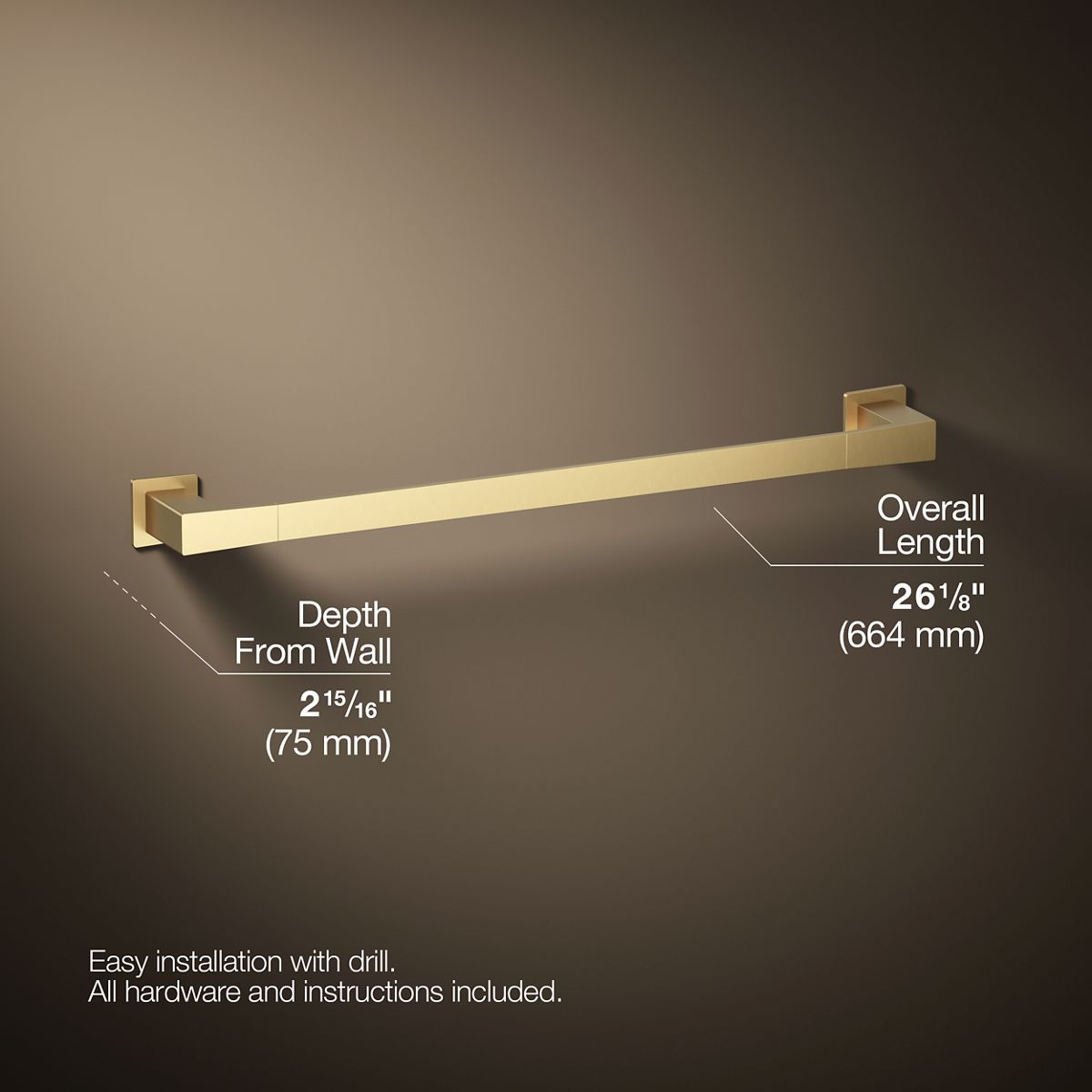 3/4 view of product with dimensions