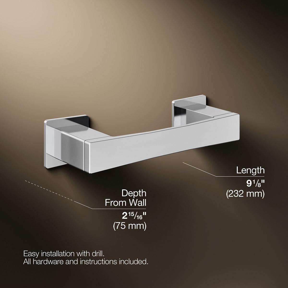 3/4 view of product with dimensions