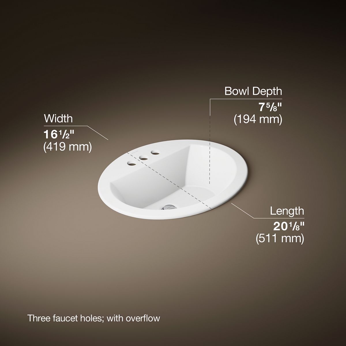 3/4 view of product with dimensions