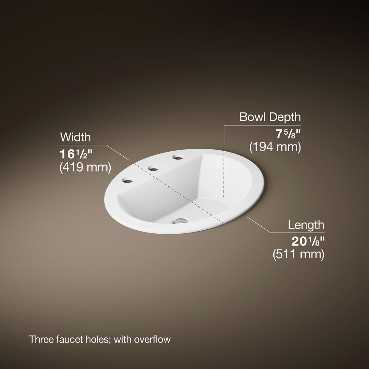 3/4 view of product with dimensions