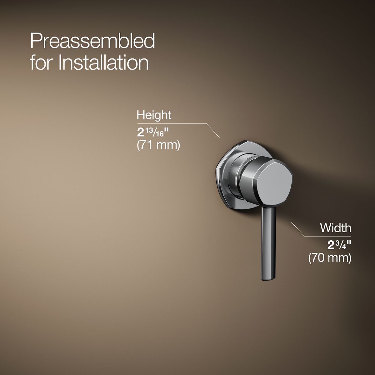 3/4 view of product with dimensions