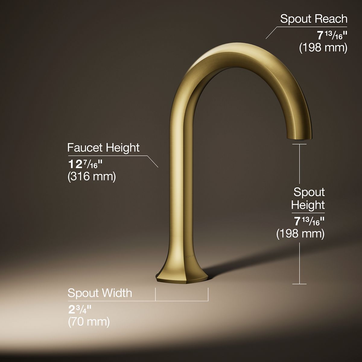 3/4 view of product with dimensions