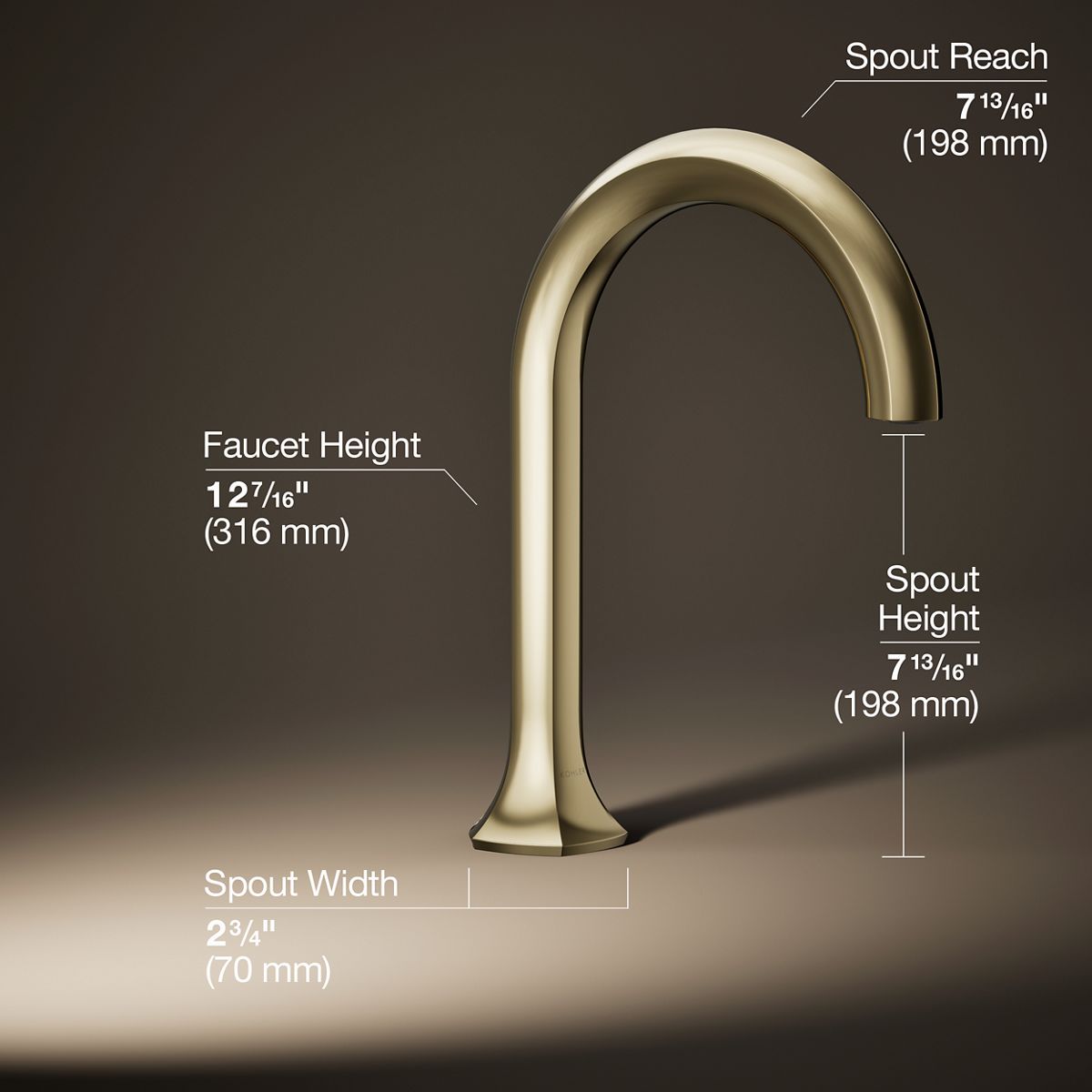3/4 view of product with dimensions