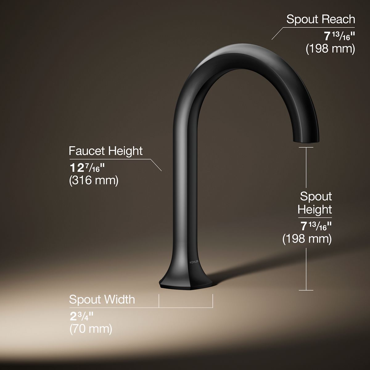 3/4 view of product with dimensions