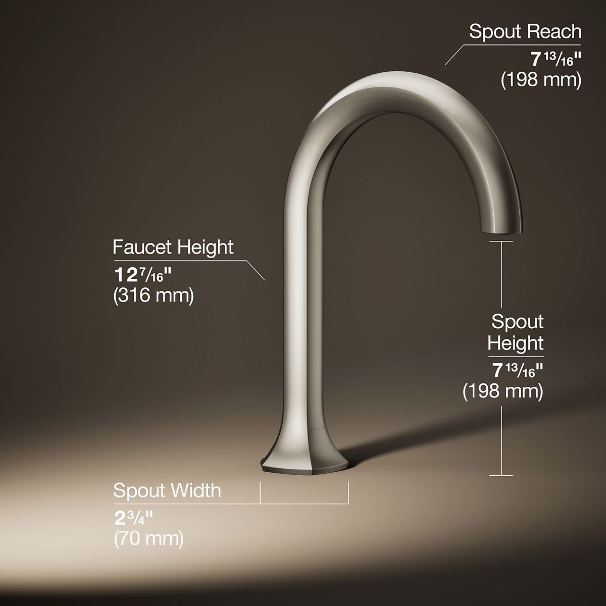 3/4 view of product with dimensions