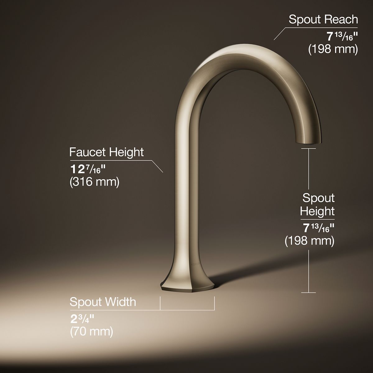 3/4 view of product with dimensions