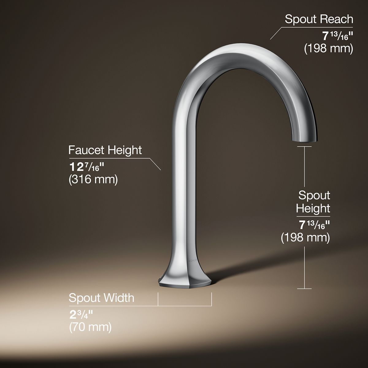 3/4 view of product with dimensions