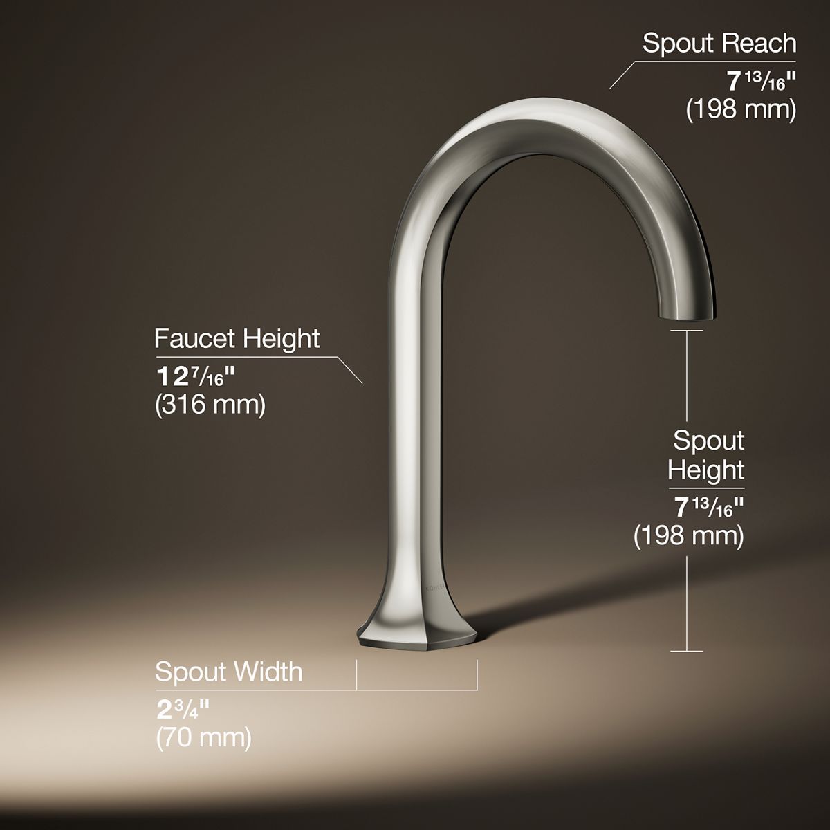 3/4 view of product with dimensions