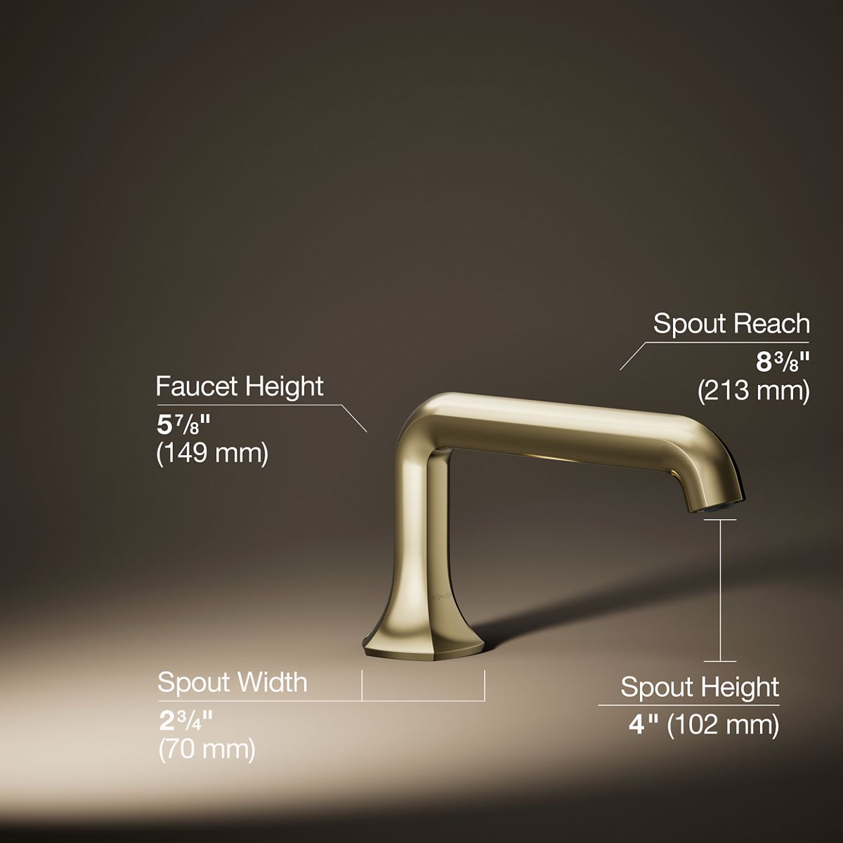 3/4 view of product with dimensions