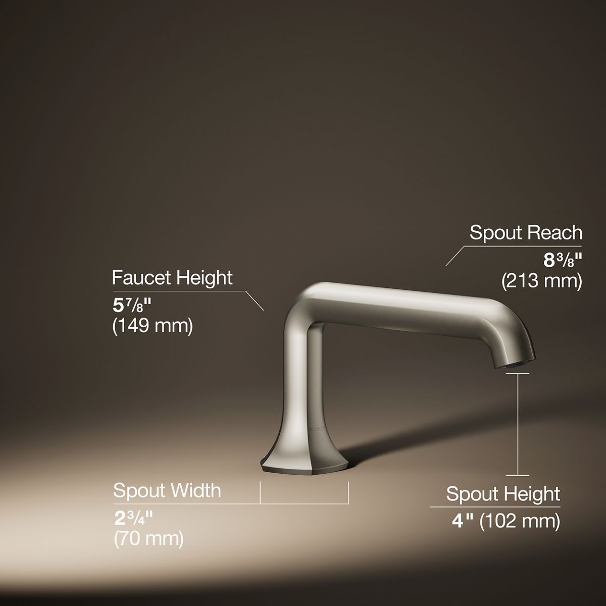 3/4 view of product with dimensions