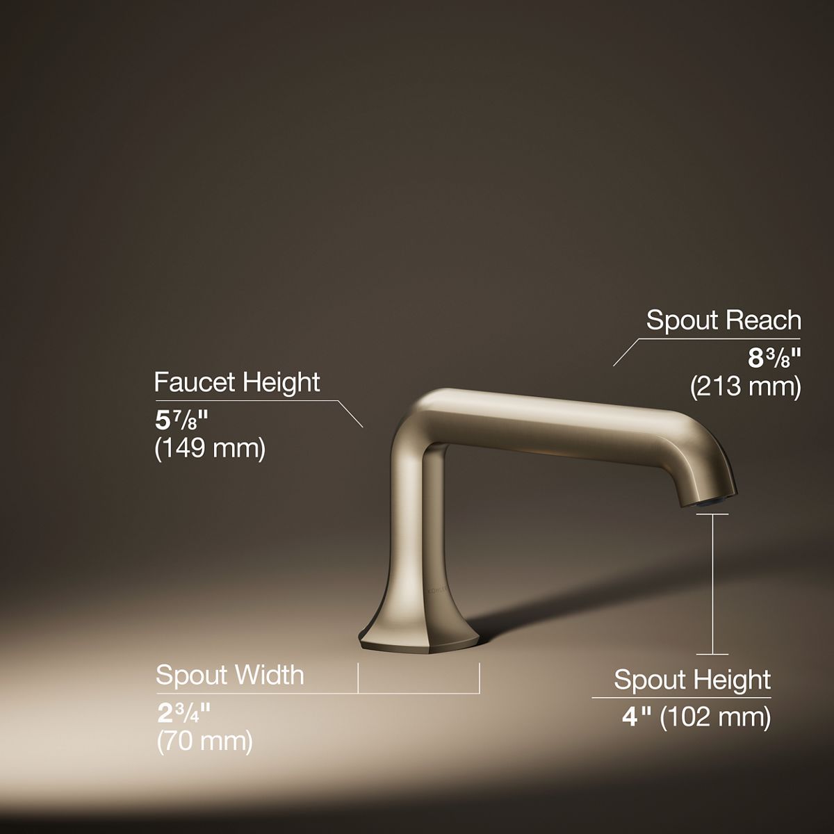 3/4 view of product with dimensions