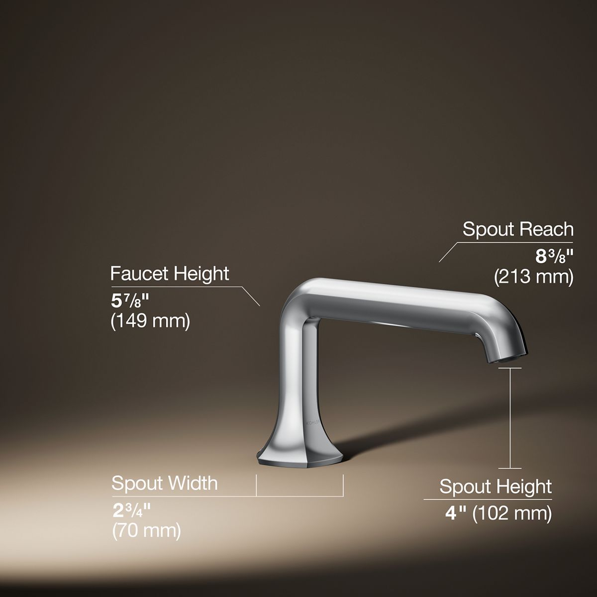 3/4 view of product with dimensions