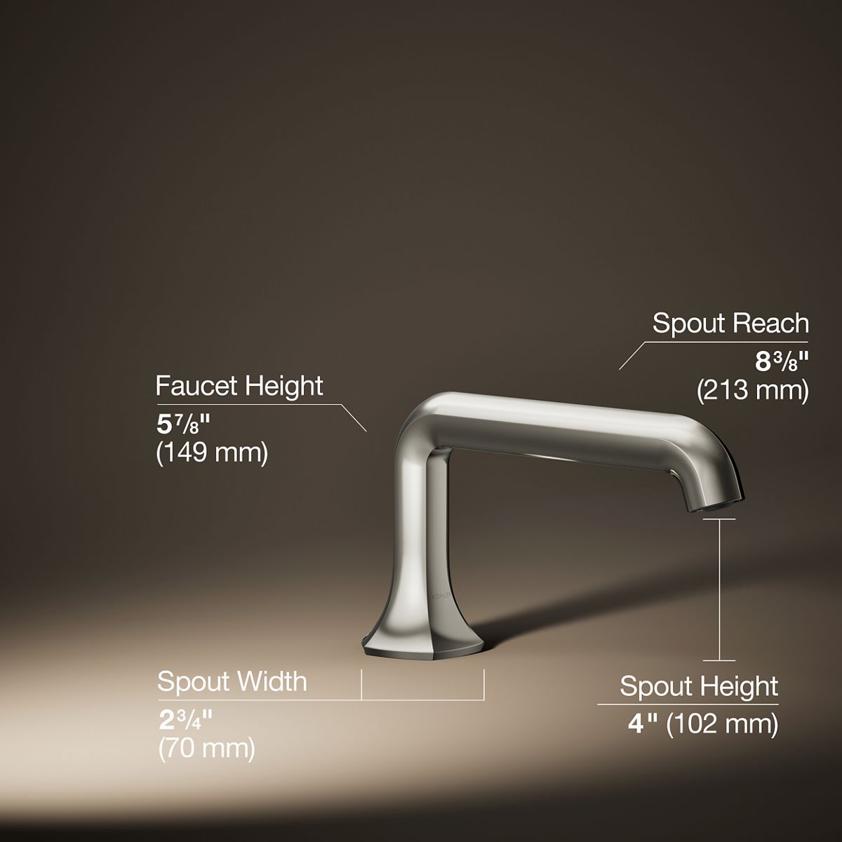 3/4 view of product with dimensions