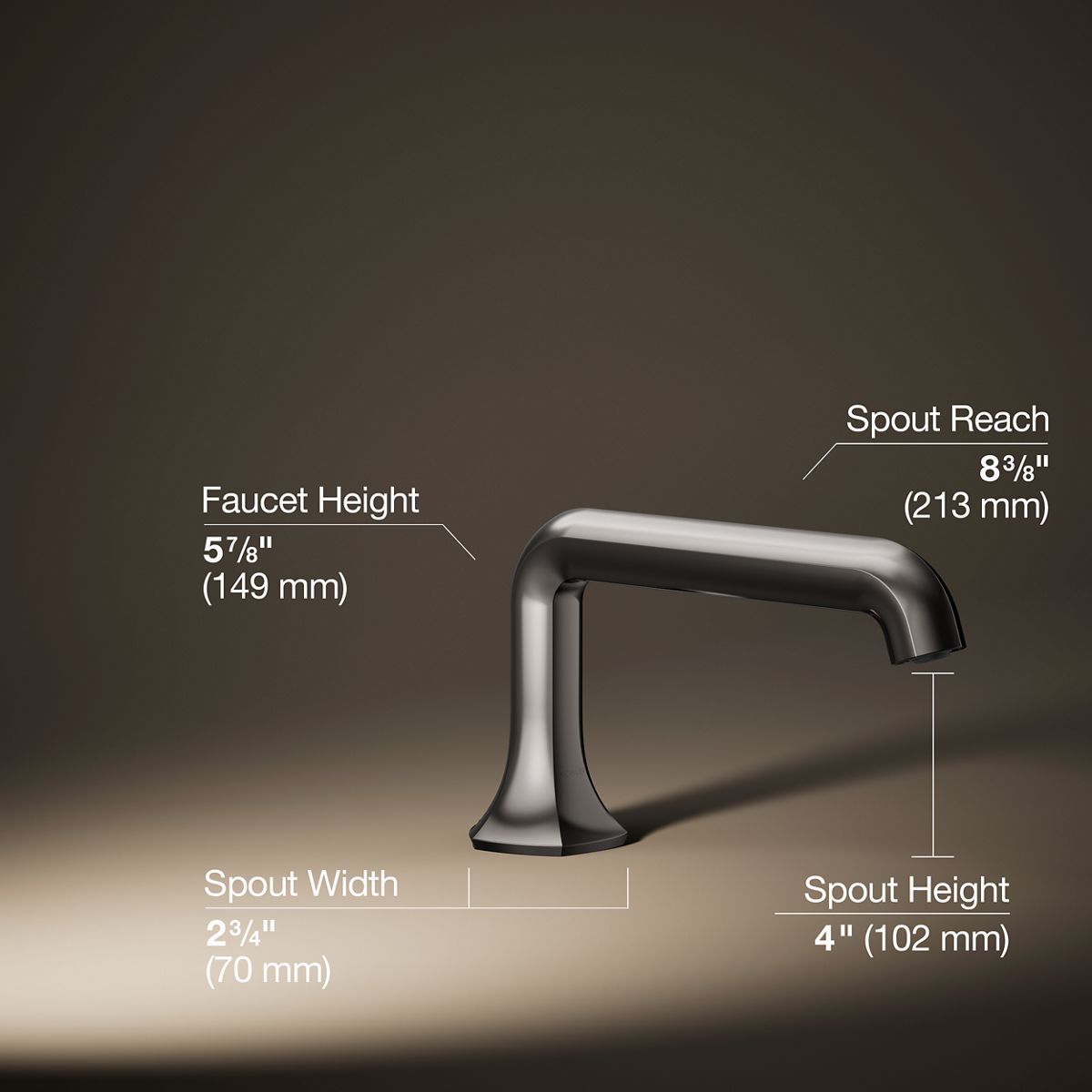 3/4 view of product with dimensions