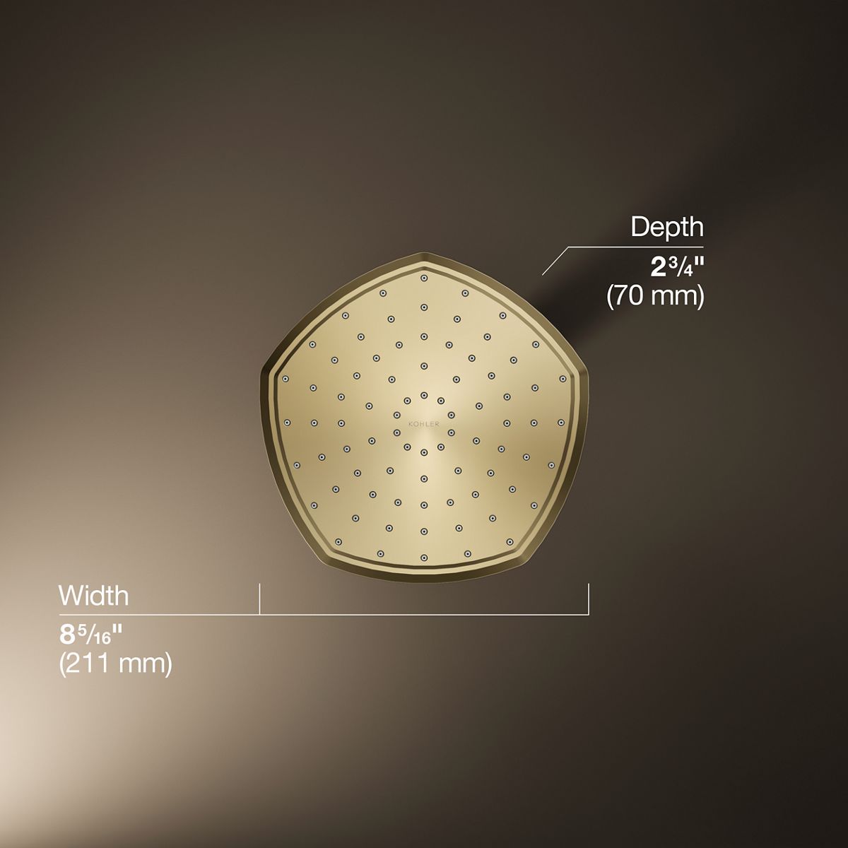 3/4 view of product with dimensions