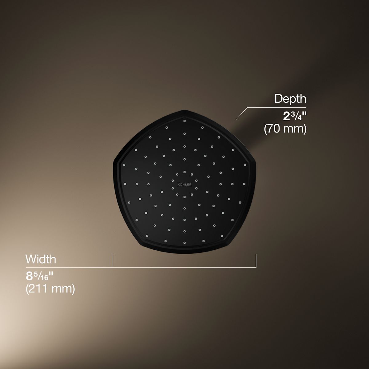 3/4 view of product with dimensions