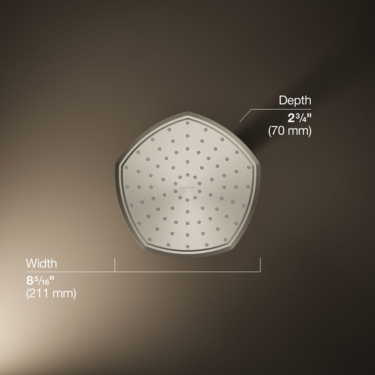 3/4 view of product with dimensions