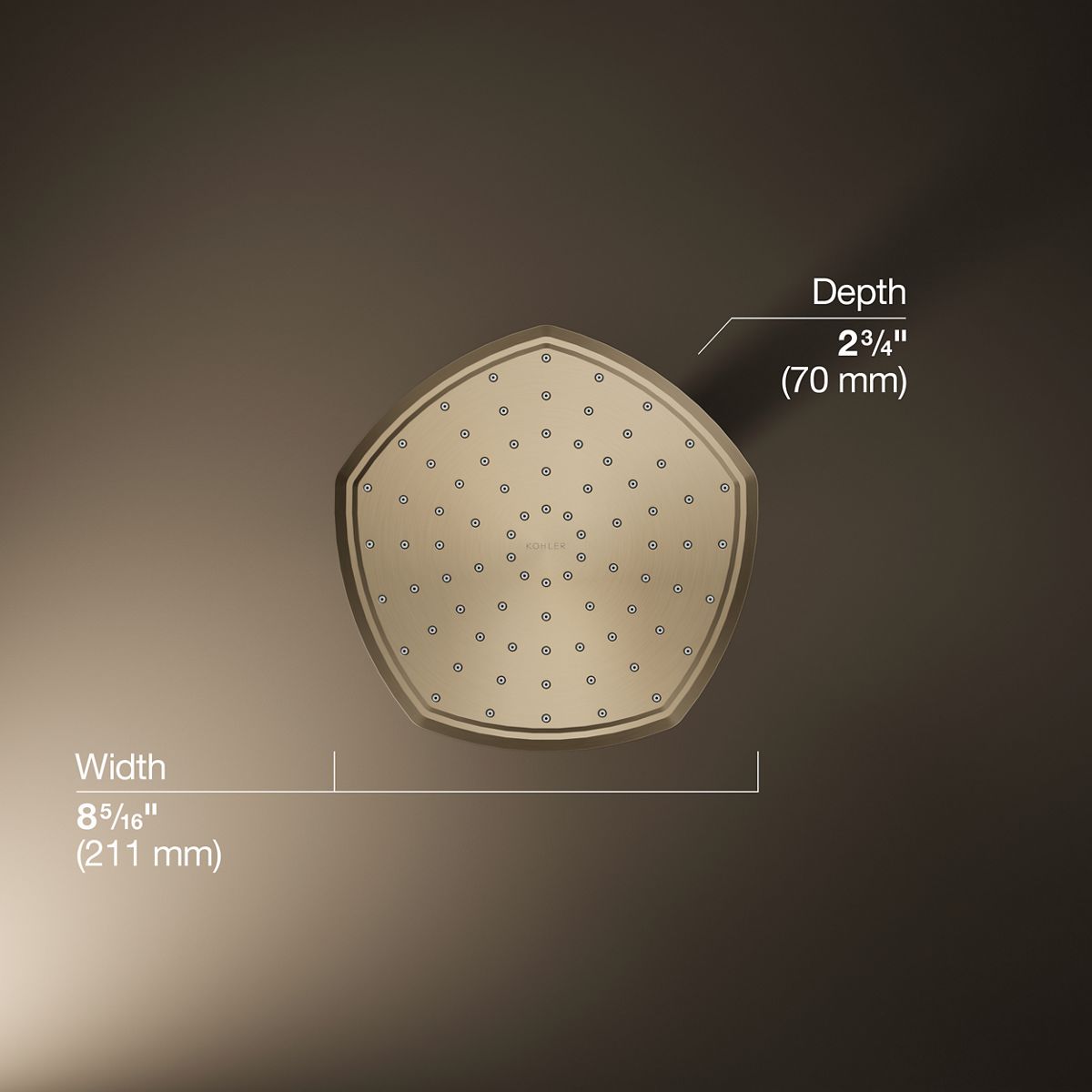 3/4 view of product with dimensions