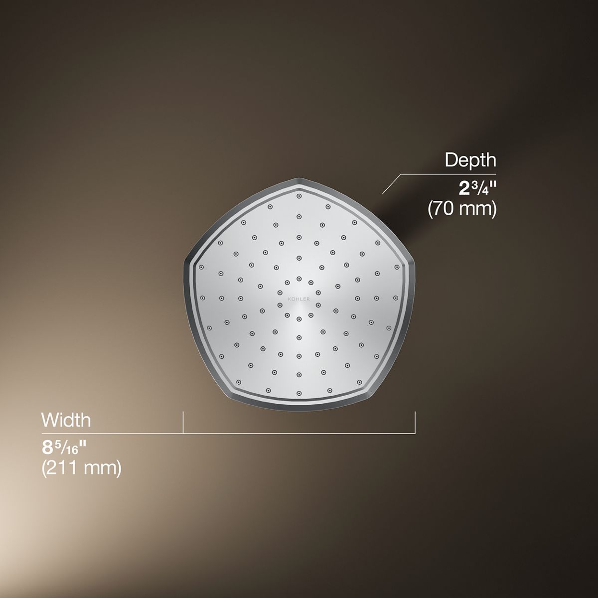 3/4 view of product with dimensions