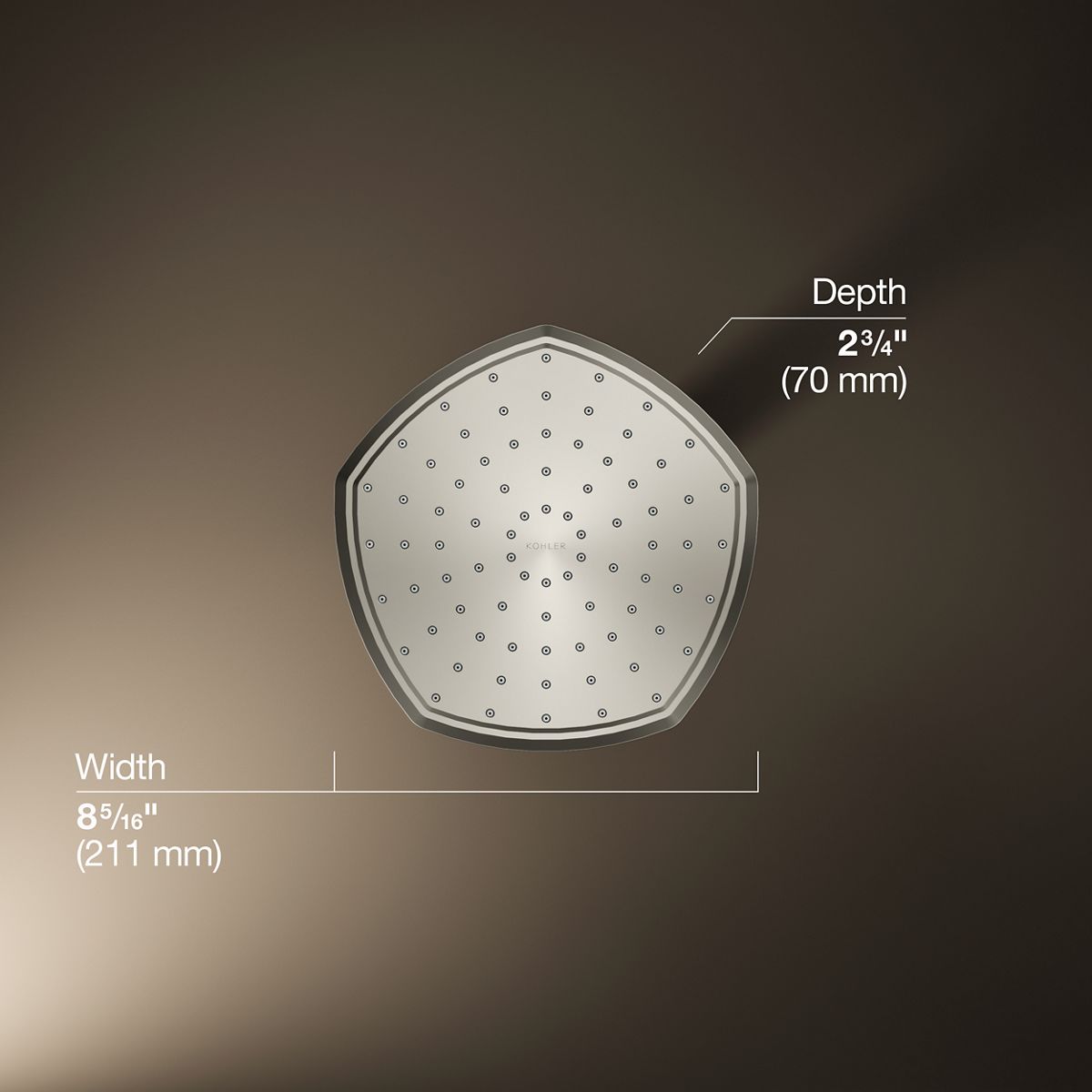 3/4 view of product with dimensions