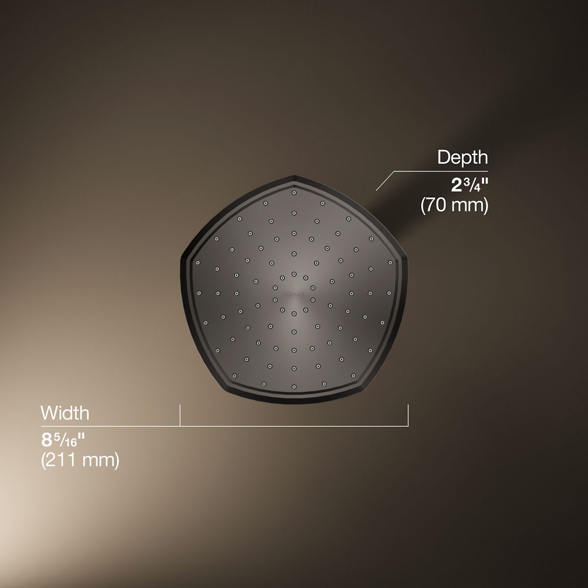 3/4 view of product with dimensions