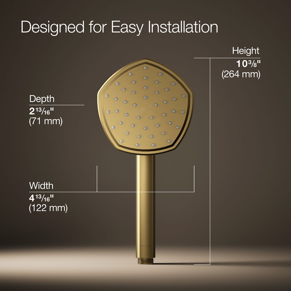 3/4 view of product with dimensions
