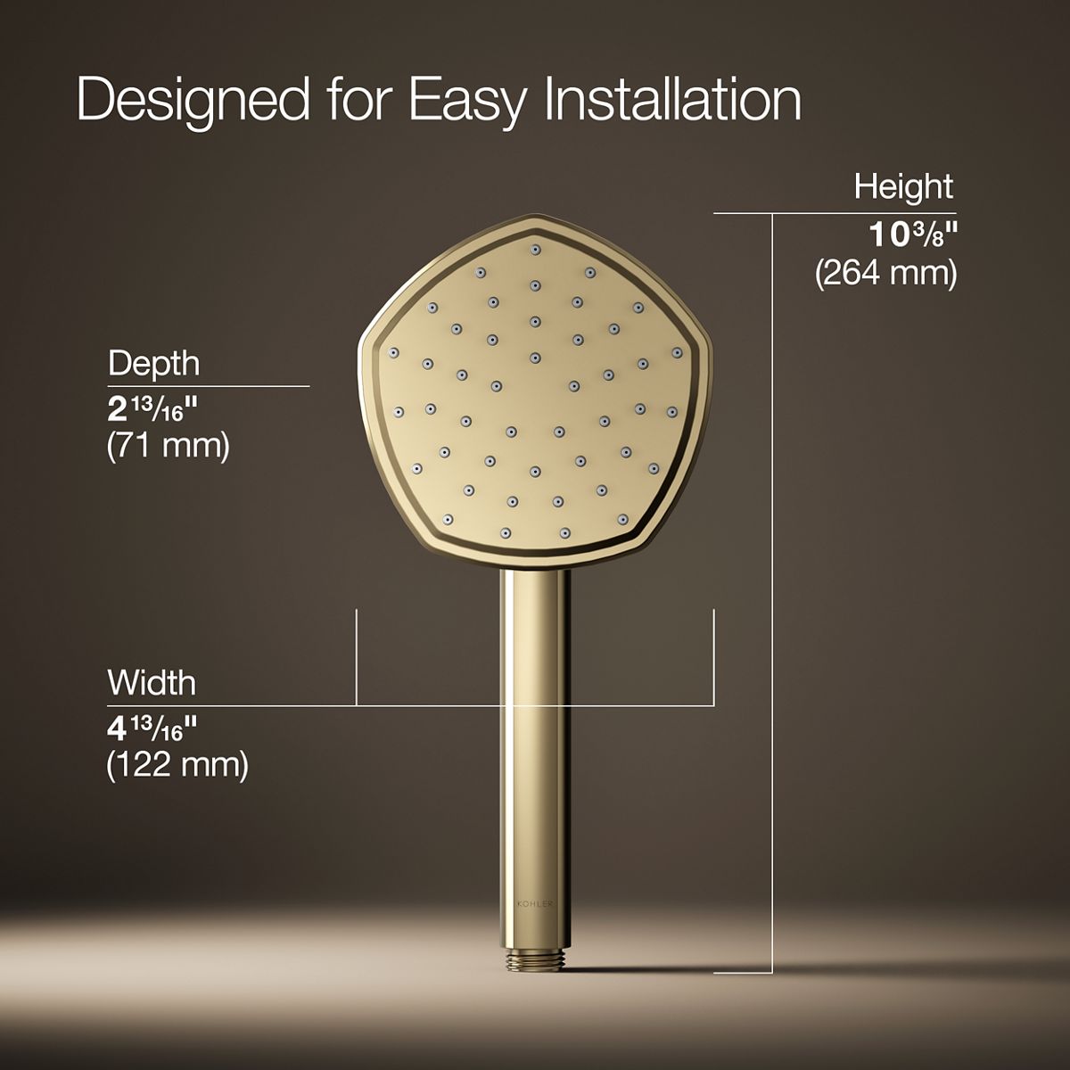 3/4 view of product with dimensions