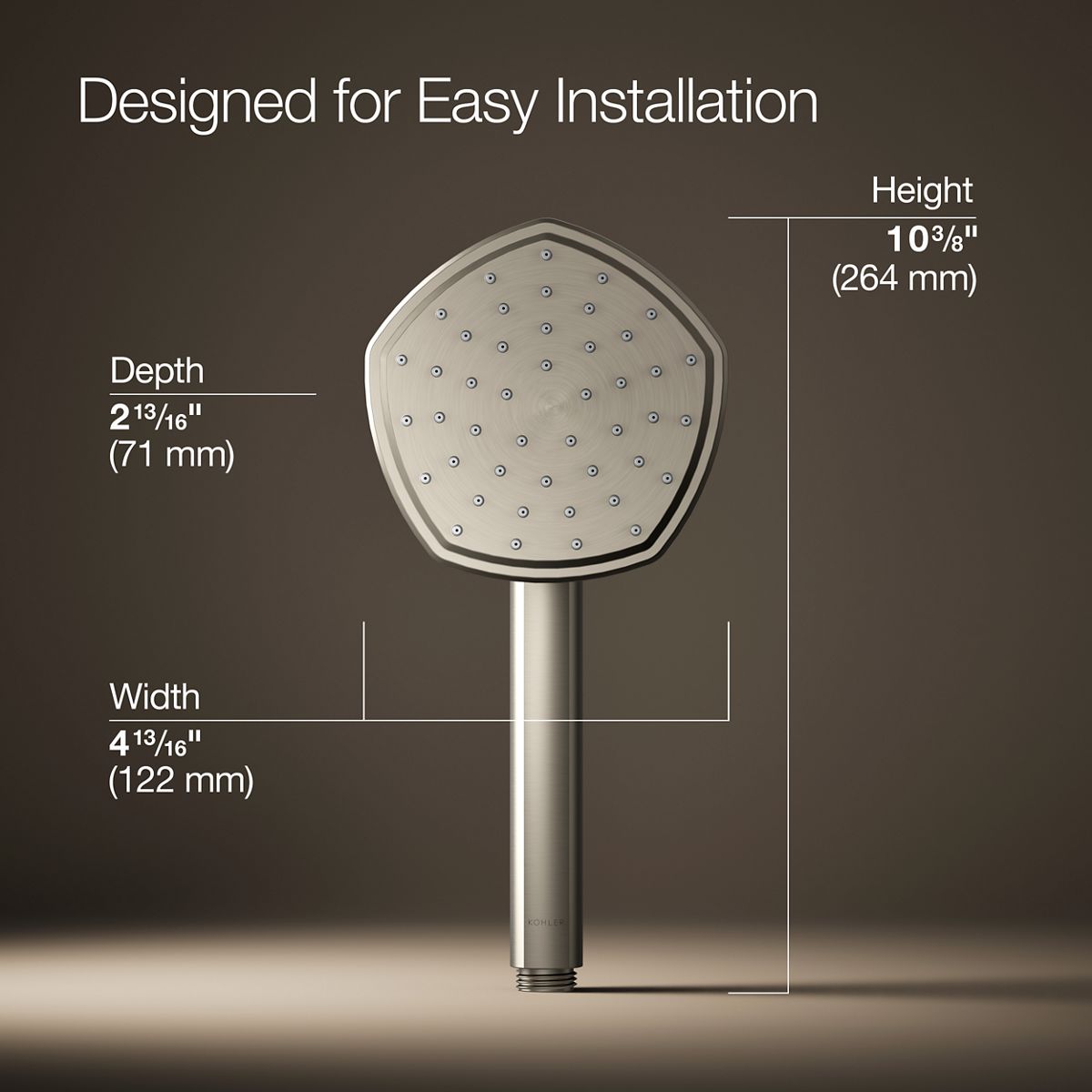 3/4 view of product with dimensions