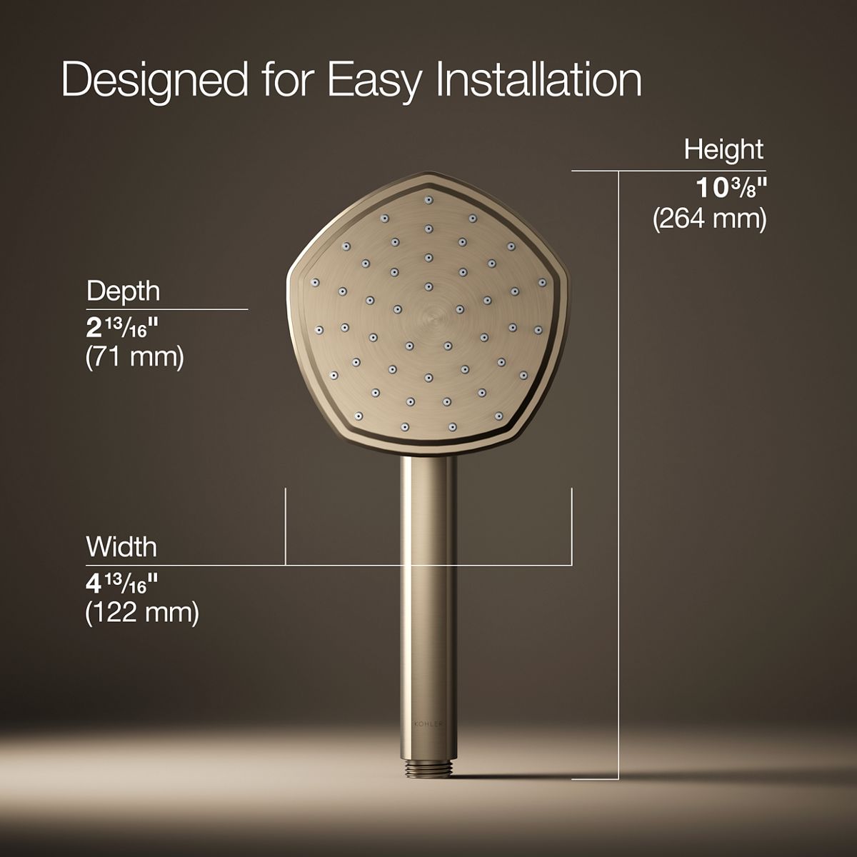 3/4 view of product with dimensions