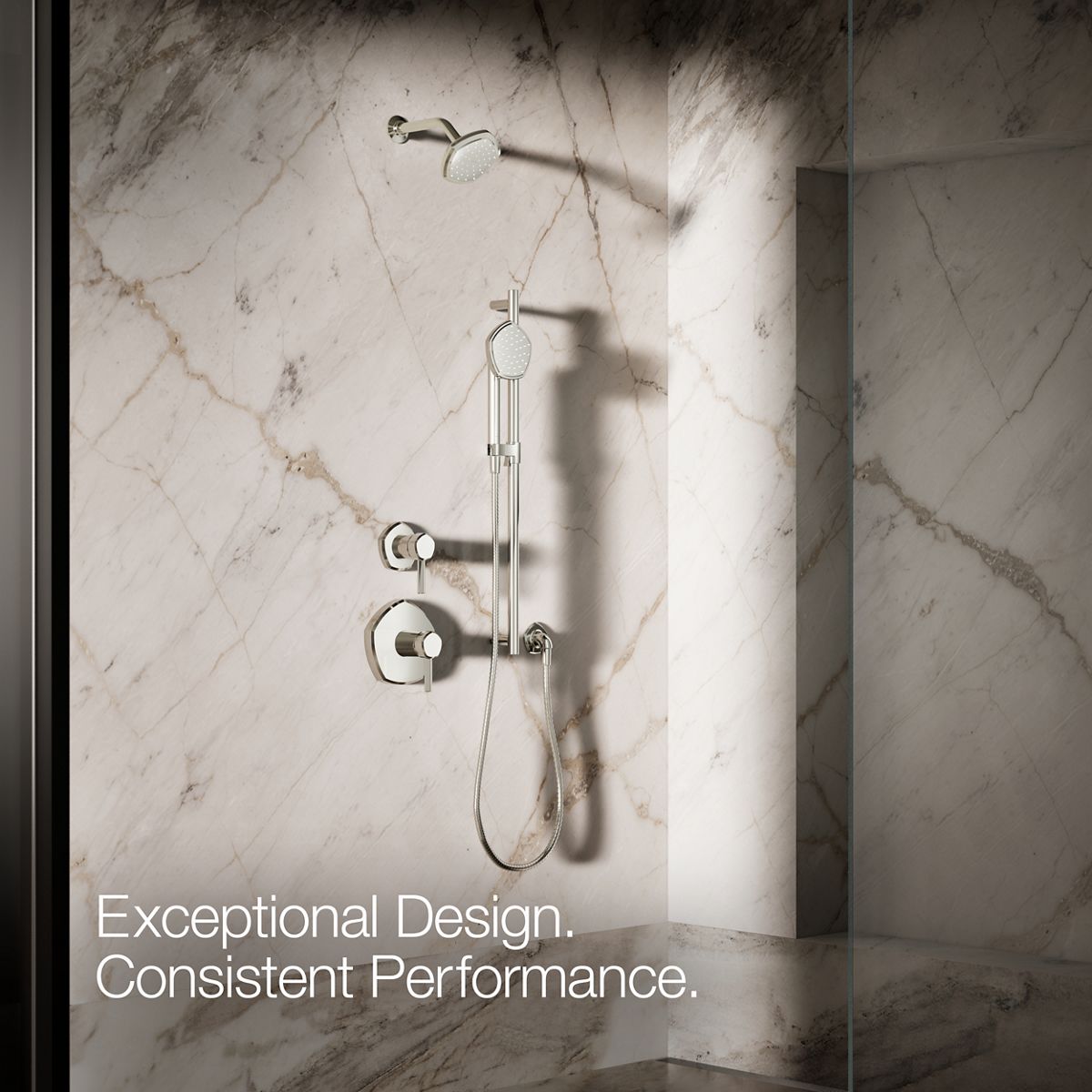 Up to 3 walls & multiple product categories visible, 2-point perspective