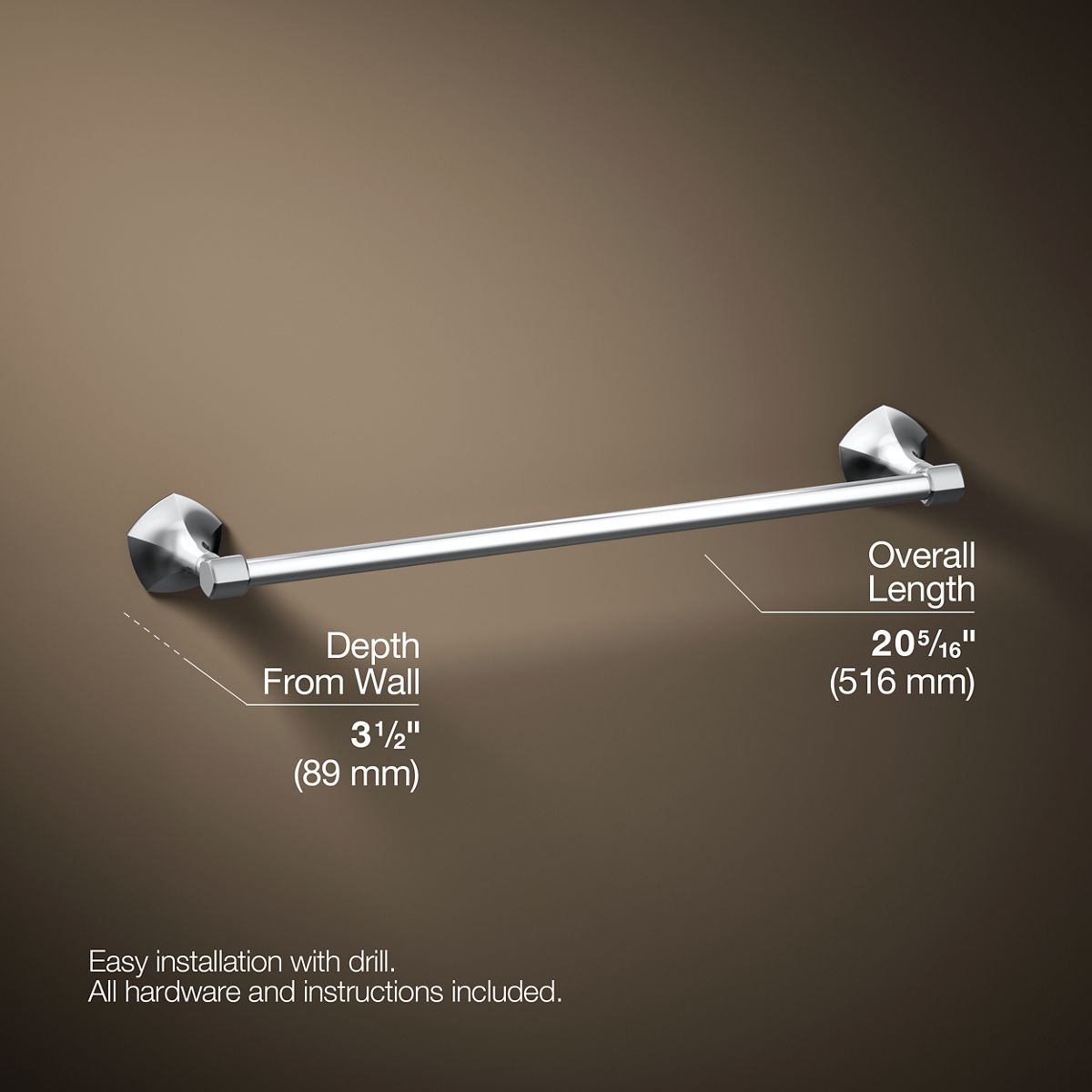 3/4 view of product with dimensions