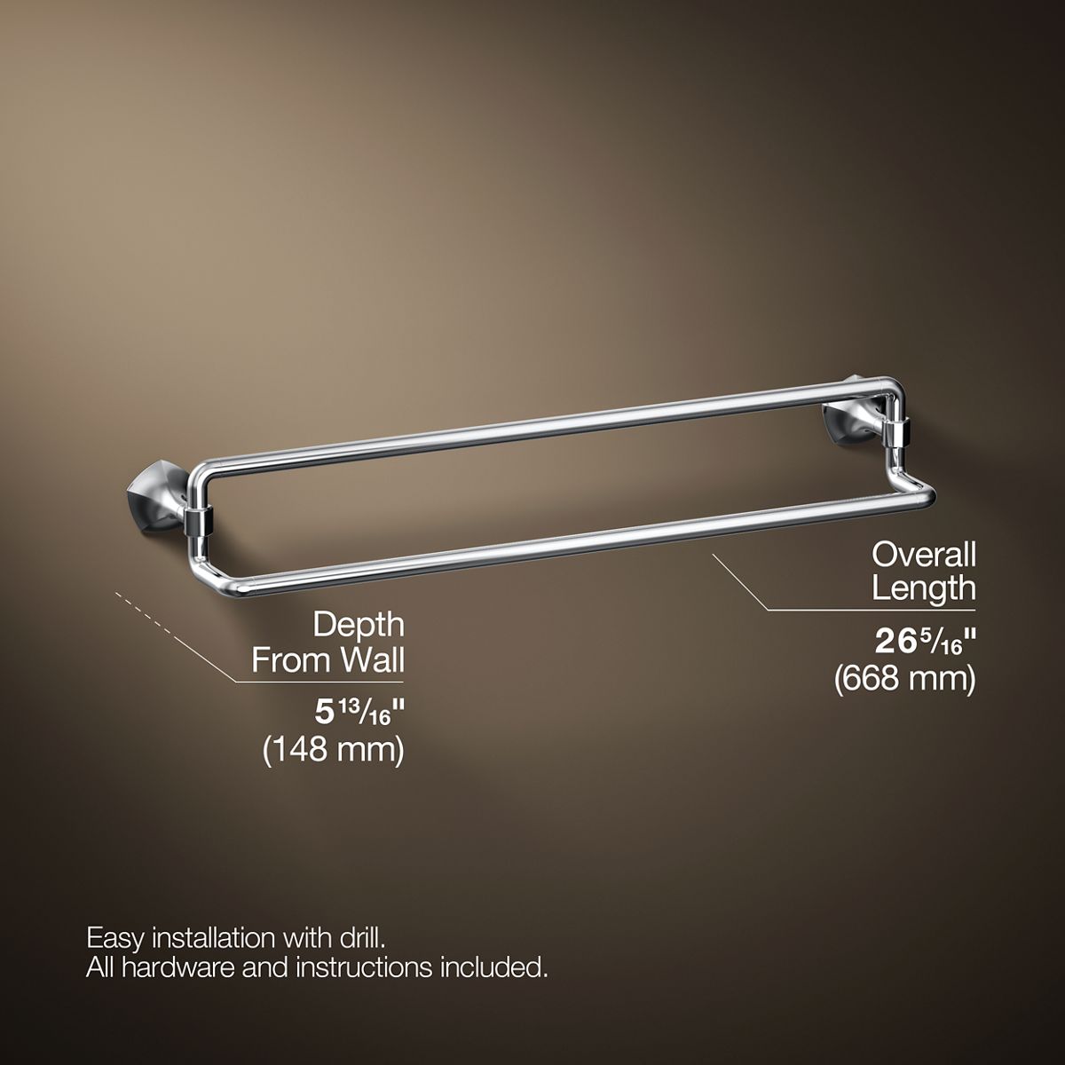 3/4 view of product with dimensions