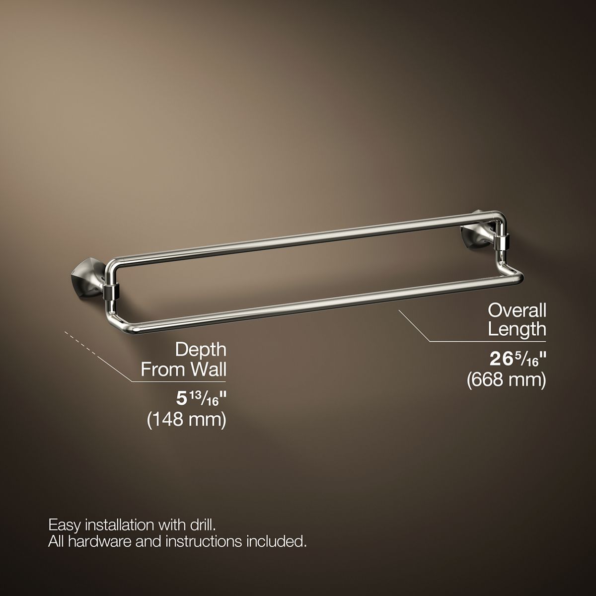 3/4 view of product with dimensions
