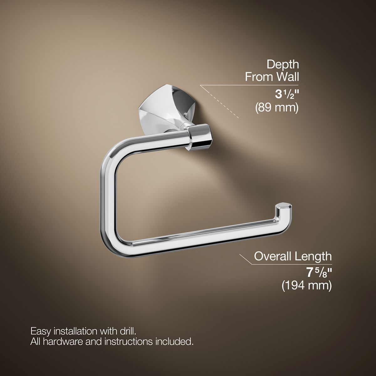 3/4 view of product with dimensions