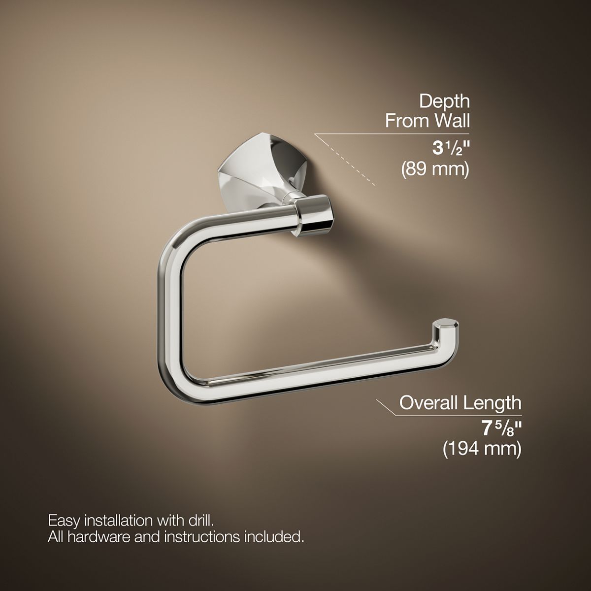 3/4 view of product with dimensions