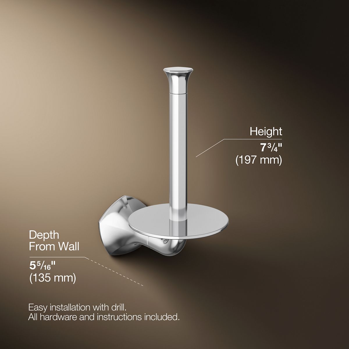 3/4 view of product with dimensions