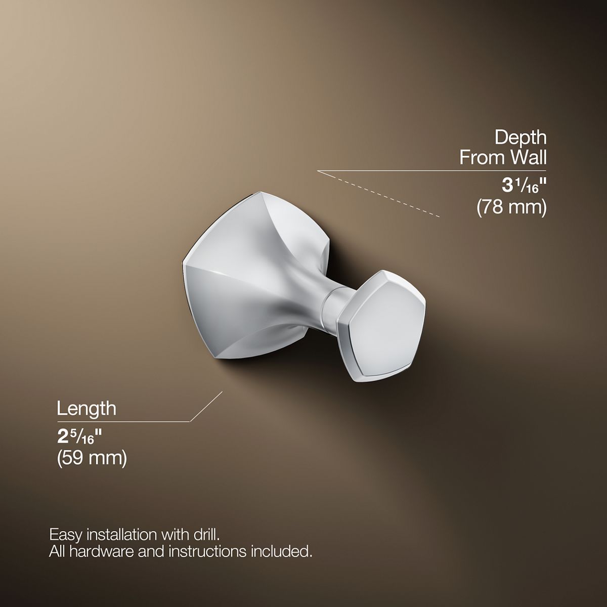 3/4 view of product with dimensions
