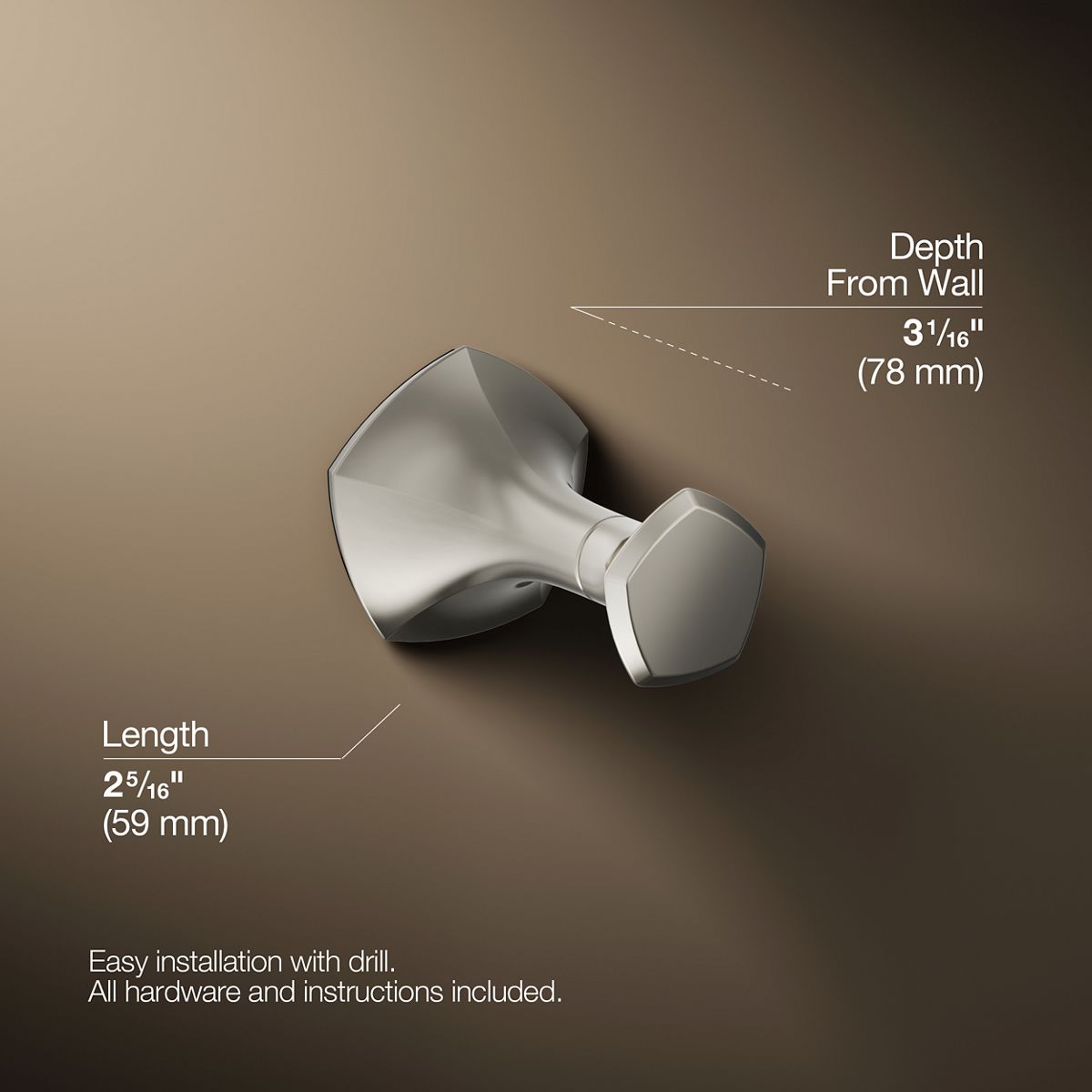 3/4 view of product with dimensions