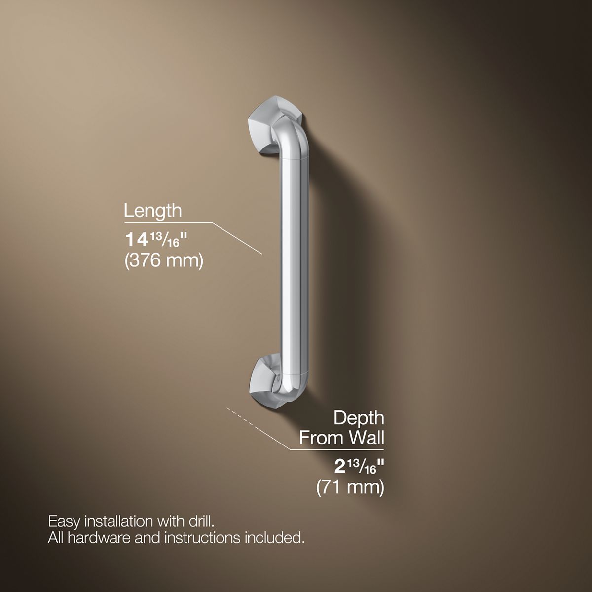 3/4 view of product with dimensions