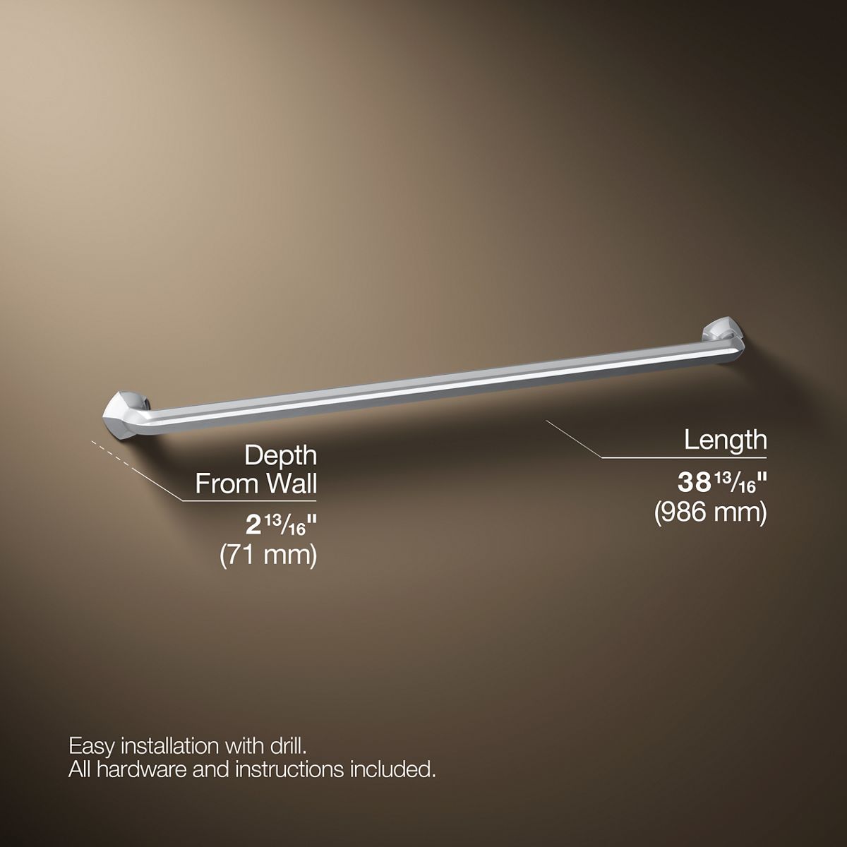 3/4 view of product with dimensions